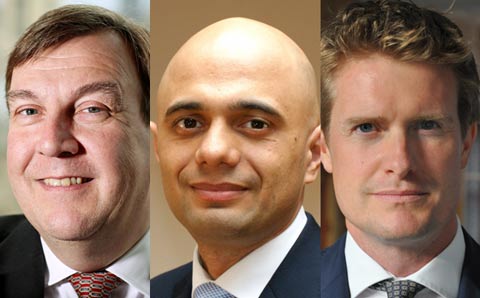 John Whittingdale, Sajid Javid y Tristram Hunt