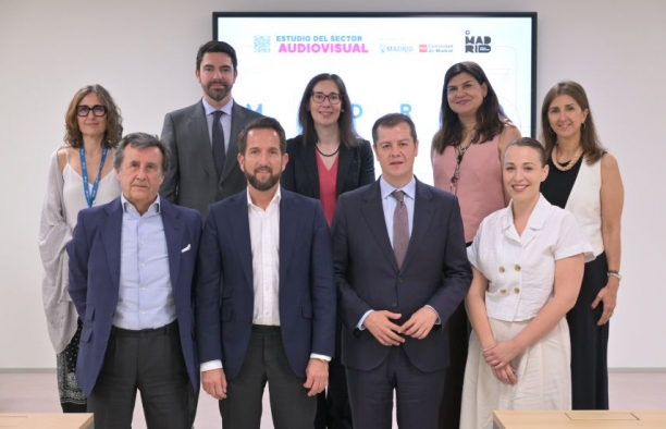Los ejecutivos del Clúster, Afi, Ayuntamiento Madrid y Comunidad de Madrid, tras la presentación del estudio.