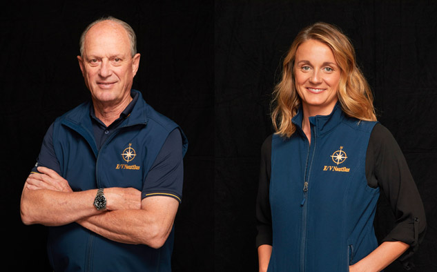 Robert Ballard, explorador de National Geographic y la directora de Operaciones, Allison Fundis, líder de la expedición.