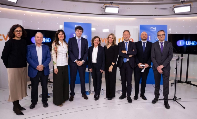 Los directivos de RTVE en la presentación oficial de la emisión.