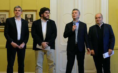 El presidente Mauricio Macri en el momento de anunciar el fondeo oficial al sector audiovisual.