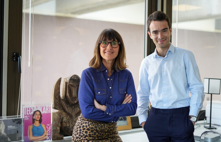 Alexia Laroche-Joubert, CEO de Banijay France, y Hugues de Rosny, fundador de Le Média Positif.