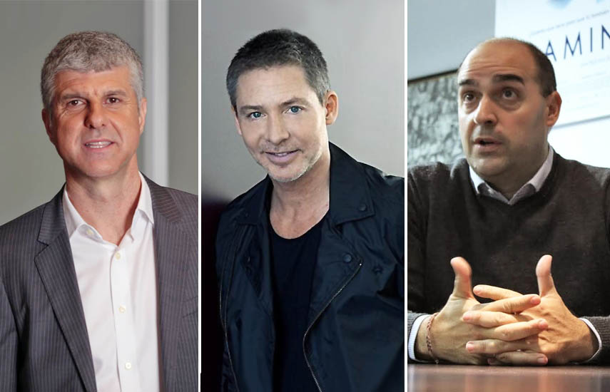 Antonio Álvarez, director de Programación de Telecom; Adrián Suar, director de Programación de eltrece y fundador de Pol-ka Producciones y Javier Mendez Zori, Head of Content del grupo internacional Mediapro.