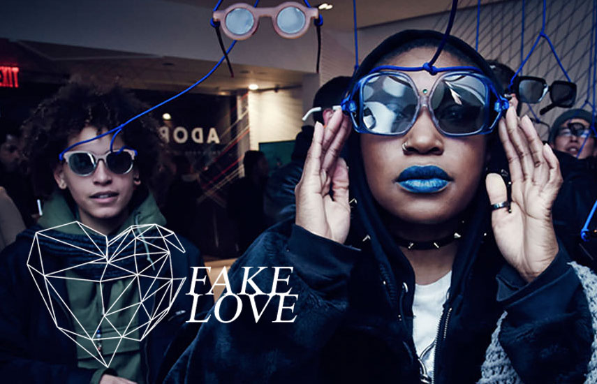 Usuarios interactúan con la exposición Adorned en NYC producida por Fake Love