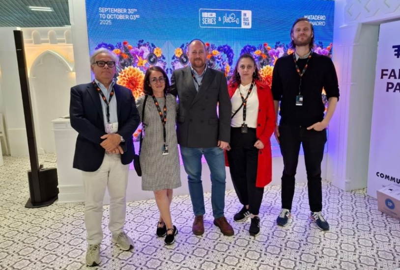 Ejecutivos de la organización del Iberseries & Platino Industria a cargo de la presentación en el Marché du Film en Cannes.