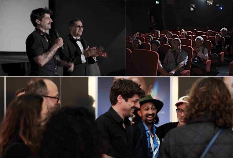 Can Evrenol en el Cinema Olympia 3, al final de la premiere, junto a representantes de Inter Medya, compartiendo sus impresiones con los asistentes. La proyección tuvo sala llena