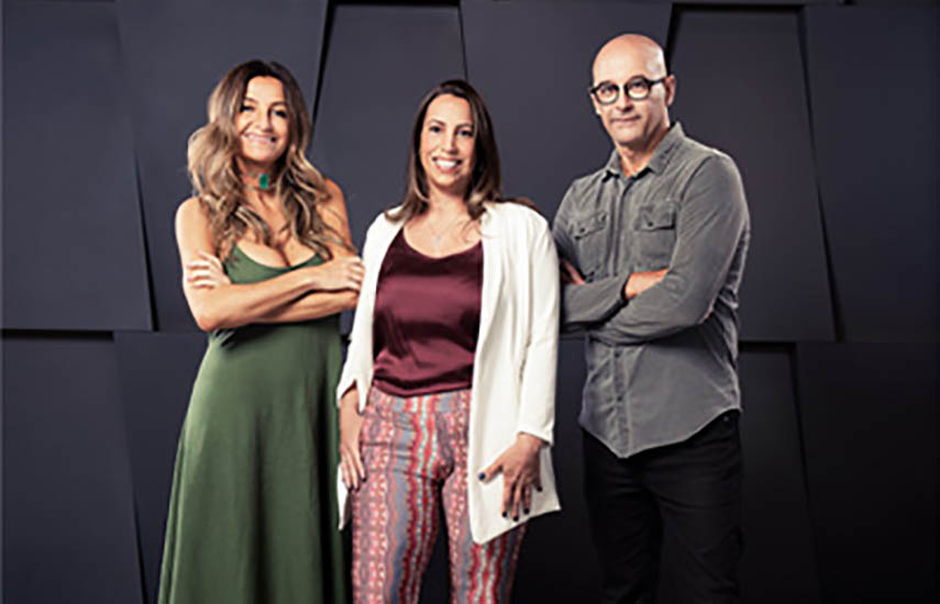 Fabiana Bruno, CEO de SUBA; Fernanda Abreu, jefa de Licencing de Endemol Shine Brasil y Ronaldo Rangel, director de Crecimiento de SUBA.