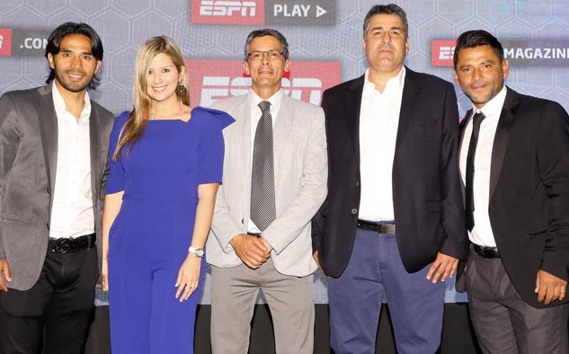El equipo de ESPN FC, Fabián Vargas, Andrea Guerrero, Germán Arango, Santiago Escobar y Gerardo Bedoya.