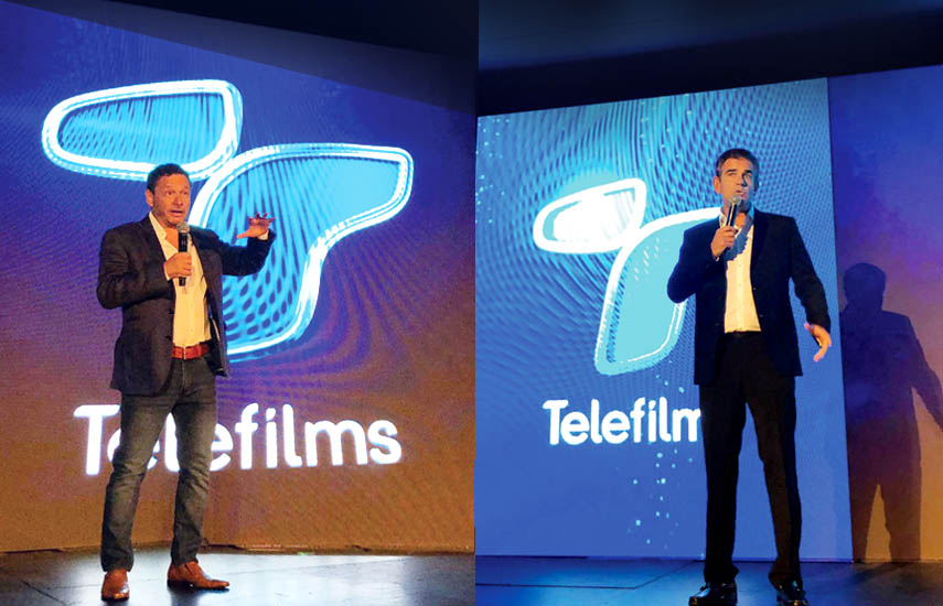 Tomás Darcyl, presidente, y Ricardo Costianovsky, CEO de Telefilms, en la presentación en L.A.Screenings, de los nuevos contenidos y las nuevas estrategias.