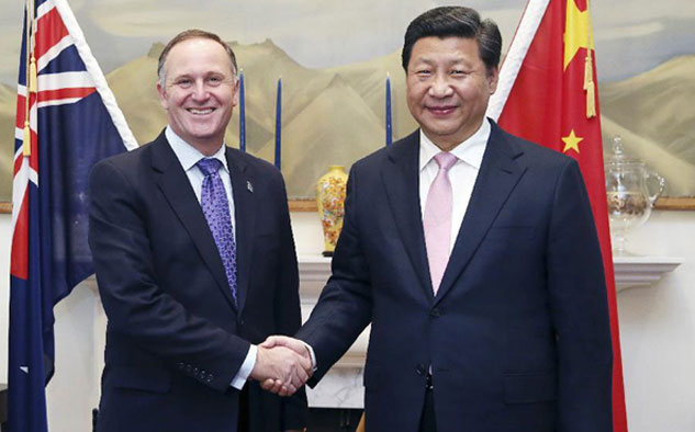 Primer Ministro de Nueva Zelanda, John Key, y presidente chino, Xi Jinping.